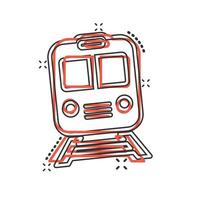 metro icoon in grappig stijl. trein metro tekenfilm vector illustratie Aan wit geïsoleerd achtergrond. spoorweg lading plons effect bedrijf concept.