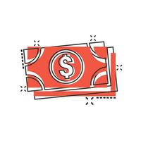 dollar valuta bankbiljet icoon in grappig stijl. dollar contant geld tekenfilm vector illustratie Aan wit geïsoleerd achtergrond. bankbiljet Bill plons effect bedrijf concept.