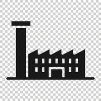 fabriek gebouw icoon in vlak stijl. industrie vector illustratie Aan wit geïsoleerd achtergrond. vervaardiging fabriek bedrijf concept.