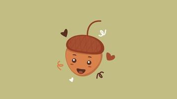 illustratie vector grafisch tekenfilm karakter van schattig eikel- in kawaii tekening stijl. geschikt voor culinaire mascotte, voedsel en drank icoon, natuur Product logo, enz.