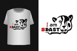 ik ben beest tekst met luipaard t-shirt ontwerp sjabloon vector