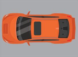 oranje auto van top visie vector illustratie. vlak ontwerp auto. illustratie voor vervoer concept, auto infografisch, icoon of web ontwerp. levering auto. geïsoleerd Aan een wit achtergrond. sedan