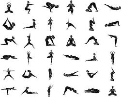 vrouw yoga. vector illustratie van mooi tekenfilm vrouw in divers poses van yoga.