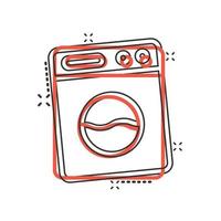 het wassen machine icoon in grappig stijl. wasmachine tekenfilm vector illustratie Aan wit geïsoleerd achtergrond. wasserij plons effect bedrijf concept.