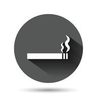 sigaret icoon in vlak stijl. rook vector illustratie Aan zwart ronde achtergrond met lang schaduw effect. nicotine cirkel knop bedrijf concept.