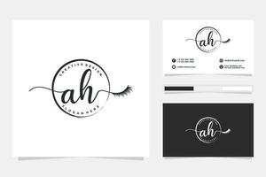 eerste Ah vrouwelijk logo collecties en bedrijf kaart templat premie vector