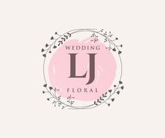 lj initialen brief bruiloft monogram logos sjabloon, hand- getrokken modern minimalistisch en bloemen Sjablonen voor uitnodiging kaarten, opslaan de datum, elegant identiteit. vector