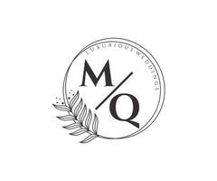 mq initialen brief bruiloft monogram logos sjabloon, hand- getrokken modern minimalistisch en bloemen Sjablonen voor uitnodiging kaarten, opslaan de datum, elegant identiteit. vector