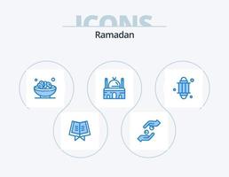 Ramadan blauw icoon pak 5 icoon ontwerp. plaats. moskee. schaal. Islam. Ramadan vector