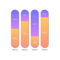 gestapeld percentage infographic tabel ontwerp sjabloon. verschillend proporties. Product efficiëntie. Infochart met verticaal bar grafieken. zichtbaar gegevens presentatie vector