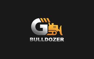 g logo bulldozer voor bouw bedrijf. zwaar uitrusting sjabloon vector illustratie voor uw merk.