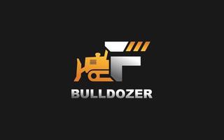 f logo bulldozer voor bouw bedrijf. zwaar uitrusting sjabloon vector illustratie voor uw merk.