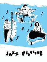 jazz- muziek- festival Hoes poster concept. Mens Speel instrument vector illustratie.