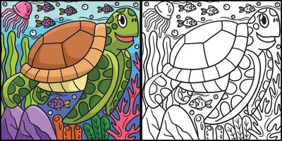 schildpad kleurplaat gekleurde illustratie vector