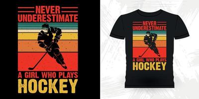 grappig sport- hockey speler geschenk retro wijnoogst hockey t-shirt ontwerp vector