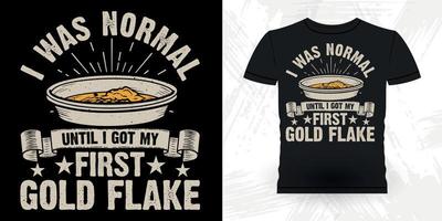 goud goudzoeker grappig goud graven retro wijnoogst goud pannen t-shirt ontwerp vector