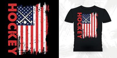 Amerikaans vlag grappig sport- hockey speler geschenk retro wijnoogst hockey t-shirt ontwerp vector