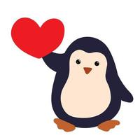 pinguïn met een rood hart in zijn hand- Aan een wit achtergrond. symbool van Valentijnsdag dag. ontwerp element, logo, afbeelding vector