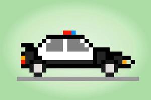 8 bit politieauto pixels. voor game-items en kruissteekpatronen in vectorillustraties. vector