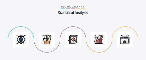 statistisch analyse lijn gevulde vlak 5 icoon pak inclusief stap. doel. analyse. prestatie. diagram vector