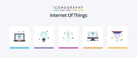 internet van dingen vlak 5 icoon pak inclusief dingen. internetten. iot. computer. temperatuur. creatief pictogrammen ontwerp vector