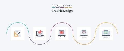 grafisch ontwerp vlak 5 icoon pak inclusief computer. computer. css ontwerp. server. gegevens sharing vector