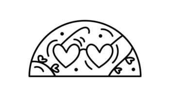 hand- getrokken Valentijn vector bril hart bouwer in voor de helft ronde kader. romantisch liefde samenstelling illustratie logo voor groet kaart, web ontwerp geïsoleerd vakantie