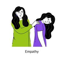 empathie. de concept van mentaal Gezondheid en psychologie. vector illustratie van een meisje geïsoleerd Aan een wit achtergrond.
