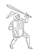 ridder aanvallen houding geïsoleerd kleur bladzijde vector