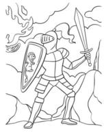 ridder in een vechten houding kleur bladzijde voor kinderen vector