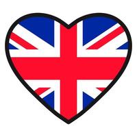 vlag van Super goed Brittannië in de vorm van hart met contrasterend contour, symbool van liefde voor zijn land, patriottisme, icoon voor onafhankelijkheid dag. vector