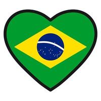 vlag van Brazilië in de vorm van hart met contrasterend contour, symbool van liefde voor zijn land, patriottisme, icoon voor onafhankelijkheid dag. vector