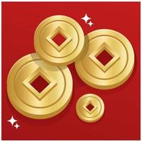 Chinese munt vector illustratie, Chinese nieuw jaar vlak icoon
