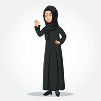 Arabisch zakenvrouw tekenfilm karakter in traditioneel kleren tonen Oke of OK teken vector