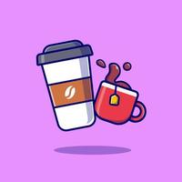 koffie en thee tekenfilm vector icoon illustratie. voedsel en drinken icoon concept geïsoleerd premie vector. vlak tekenfilm stijl