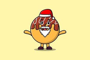 schattig tekenfilm mascotte karakter takoyaki de kerstman claus vector