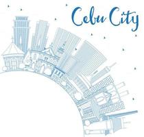 schets cebu stad Filippijnen horizon met blauw gebouwen en kopiëren ruimte. vector