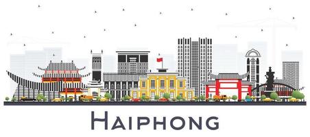 haiphong Vietnam stad horizon met grijs gebouwen geïsoleerd Aan wit. vector