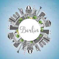 berlijn Duitsland stad horizon met grijs gebouwen, blauw lucht en kopiëren ruimte. vector