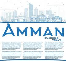 schets Amman Jordanië horizon met blauw gebouwen en kopiëren ruimte. vector