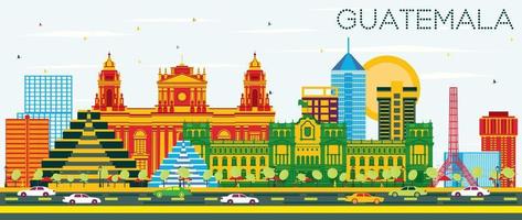 Guatemala horizon met kleur gebouwen en blauw lucht. vector