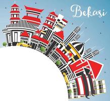 bekasi Indonesië stad horizon met kleur gebouwen, blauw lucht en kopiëren ruimte. vector