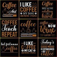 koffie typografie t overhemd ontwerp bundel vector