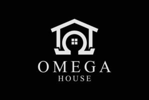 gemakkelijk meetkundig omega symbool met huis voor echt landgoed appartement bedrijf logo vector