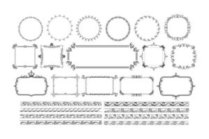 wijnoogst overladen kader set. decoratief kader grens. zwart schoonschrift inkt grens kader artwork verzameling vector