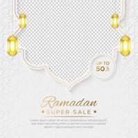 Ramadan kareem uitverkoop banier Islamitisch ornament lantaarn achtergrond, Ramadan uitverkoop sociaal media post met leeg ruimte voor foto vector