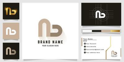 brief nb of nd monogram logo met bedrijf kaart ontwerp vector