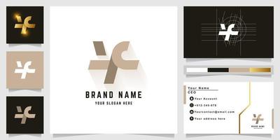 brief yf of yc monogram logo met bedrijf kaart ontwerp vector