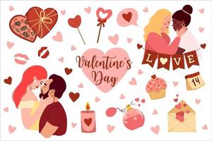 Valentijnsdag dag vector vlak verzameling