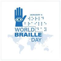 januari 4e. wereld braille dag. achtergrond, poster, kaart, banier vector illustratie